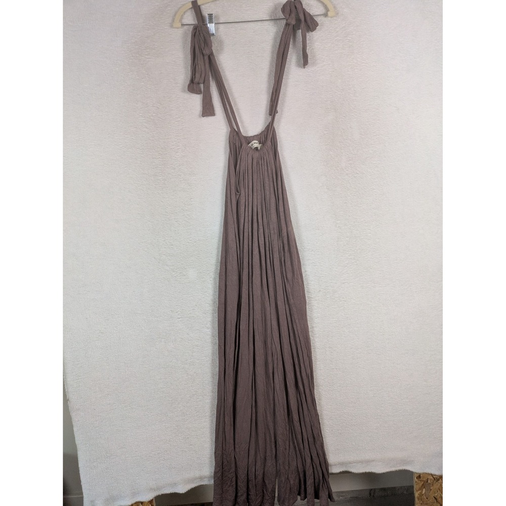 Three Bird Nest Maxi Dress Women's XL Mauve Boho Gathered Tie Strap Pockets